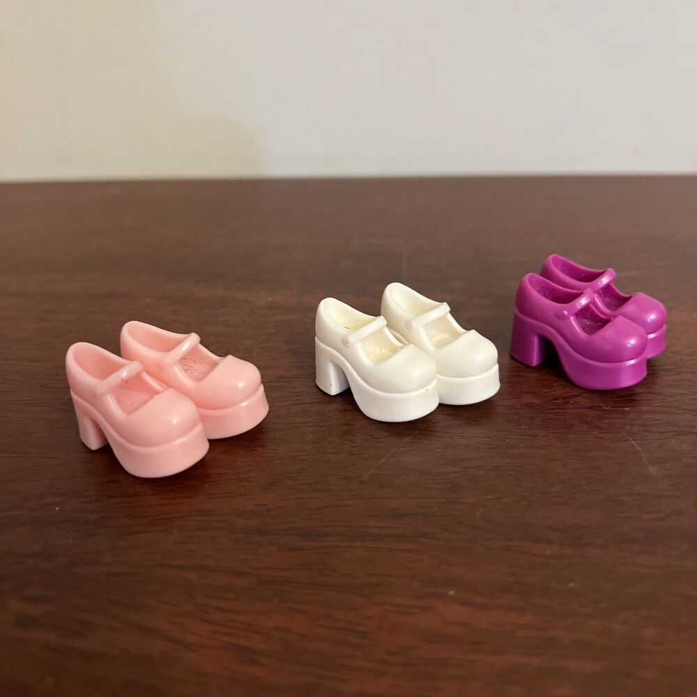 Barbie Mary Kate Ashley Chunky Heel Platform Mary Jane Shoes Fuchsia White Pink